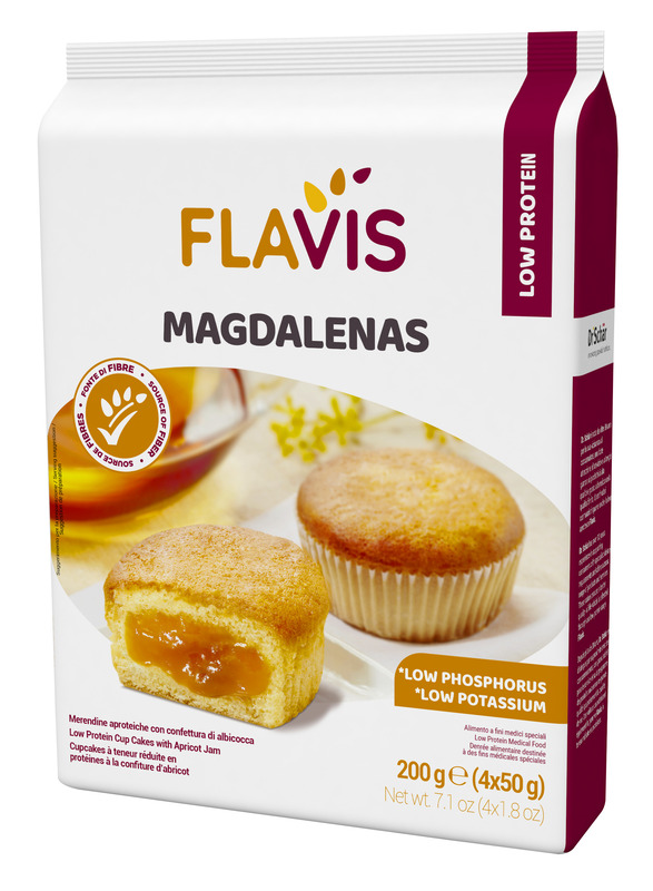FLAVIS MAGDALENAS MERENDINE APROTEICHE CON CONFETTURA DI ALBICOCCA 4 MONOPORZIONI DA 50 G - Farmafamily.it