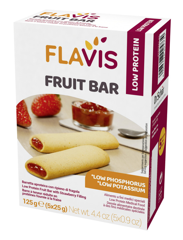 FLAVIS FRUIT BAR BARRETTA APROTEICA CON RIPIENO DI FRAGOLA 5 PEZZI DA 25 G - Farmafamily.it