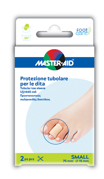 PROTEZIONE TUBOLARE IN GEL MASTER-AID FOOTCARE ELASTICIZZATO SMALL 7,5 CM 15 MM 2 PEZZI C4 - Farmafamily.it