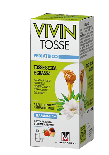 VIVIN TOSSE PEDIATRICO SCIROPPO PER TOSSE SECCA E GRASSA GUSTO FRAGOLA E CREME CARAMEL 150 ML - Farmafamily.it
