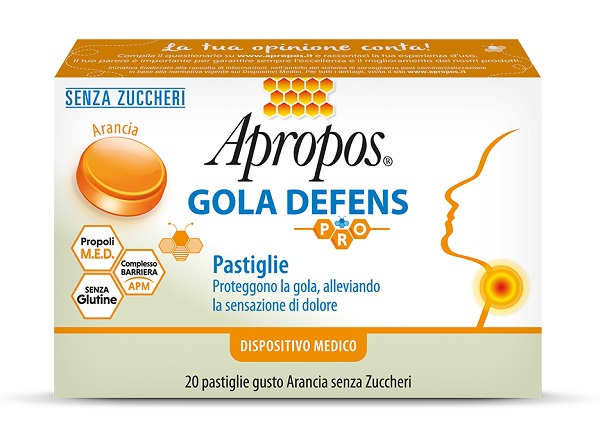 APROPOS GOLA DEFENS PRO 20 PASTIGLIE ARANCIA SENZA ZUCCHERO - Farmafamily.it