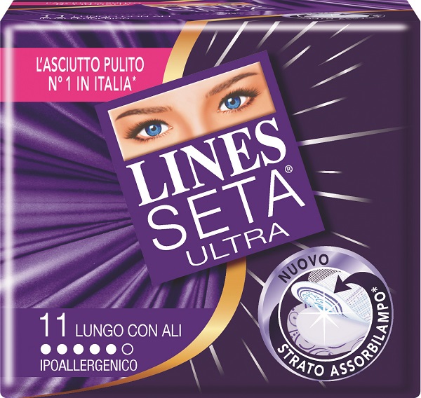 ASSORBENTE LINES SETA ULTRA LUNGO CON ALI 11 PEZZI - Farmafamily.it