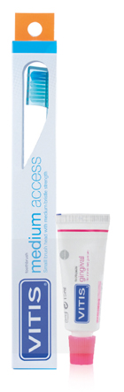 VITIS SPAZZOLINO MEDIUM ACCESS + VITIS DENTRIFRICIO GINGIVAL 15 ML - Farmafamily.it