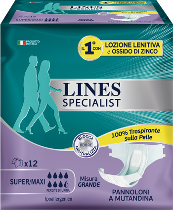 LINES SPECIALIST PANNOLONE A MUTANDA GRANDE 12  PEZZI - Farmafamily.it