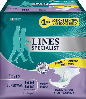 LINES SPECIALIST PANNOLONE A MUTANDA MEDIA 12 PEZZI - Farmafamily.it