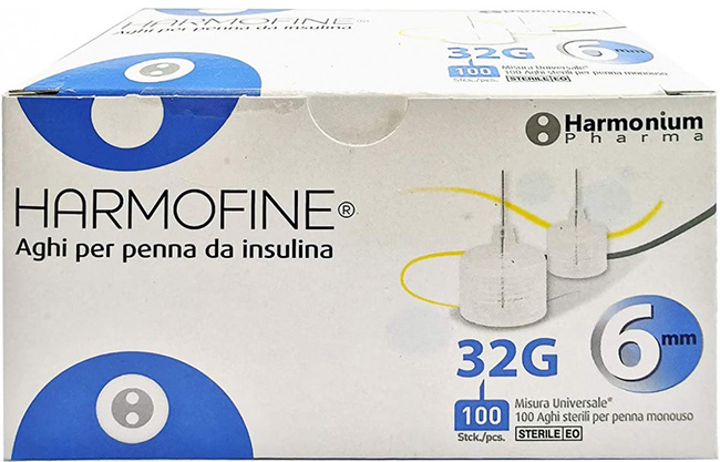 AGO HARMOFINE PENNA DA INSULINA GAUGE 32 6MM 100 PEZZI - Farmafamily.it