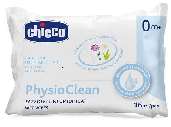 CHICCO FAZZOLETTINI UMIDIFICATI PHYSIOCLEAN 16 PEZZI - Farmafamily.it