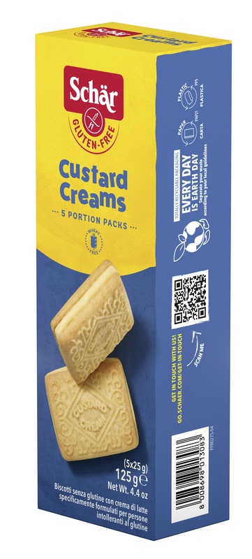 SCHAR CUSTARD CREAM BISCOTTI CON CREMA DI LATTE 5 MONOPORZIONI DA 25 G - Farmafamily.it