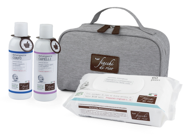 FIOCCHI DI RISO COFANETTO BAGNETTO 1 DETERGENTE CORPO 200 ML + 1 DETERGENTE CAPELLI 200 ML + SALVIETE ACQUA NON ACQUA 60 PEZZI + BEAUTY - Farmafamily.it
