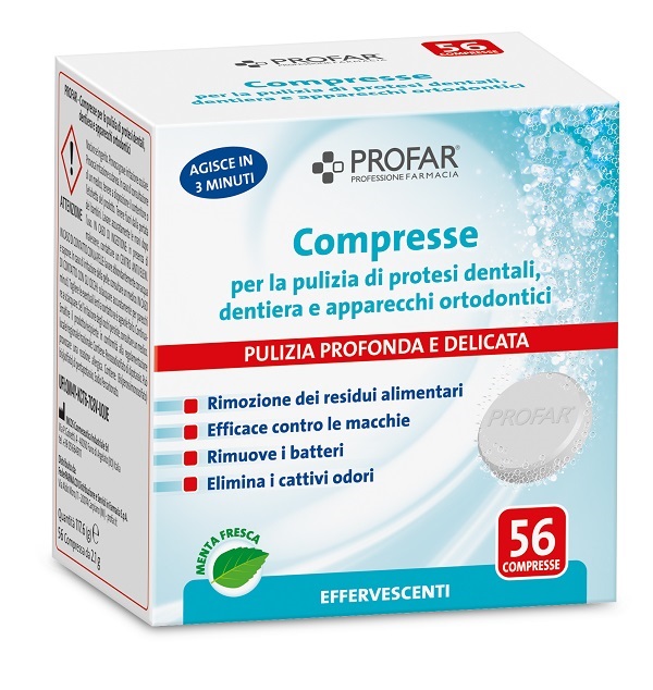 PROFAR COMPRESSE PULENTI PER DENTIERE E APPARECCHI 56 PEZZI - Farmafamily.it