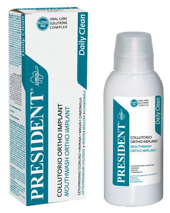PRESIDENT ORTHO-IMPLANT COLLUTORIO PER APPARECCHIO E IMPLANT SYSTEM 250 ML - Farmafamily.it
