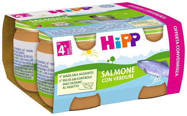 HIPP OMOGENEIZZATO SALMONE/VERDURE 4X80 G - Farmafamily.it