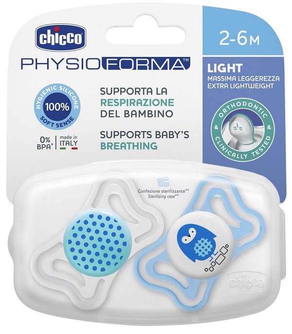 CHICCO SUCCHIETTO LIGHT BOY SILICONE 2-6 MESI 2 PEZZI - Farmafamily.it