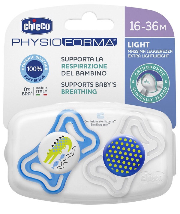 CHICCO SUCCHIETTO LIGHT BOY SILICONE 16-36 MESI 2 PEZZI - Farmafamily.it