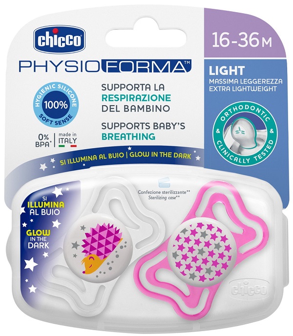 CHICCO SUCCHIETTO LIGHT LUM SILICONE 16-36 MESI 2 PEZZI - Farmafamily.it