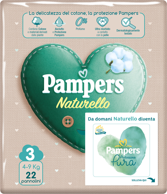 PAMPERS PROTEZIONE PURA NATURELLO MIDI CP 22 PEZZI - Farmafamily.it