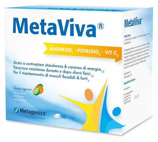 METAVIVA MAGNESIO POTASSIO VITAMINA C 20 BUSTINE - Farmafamily.it
