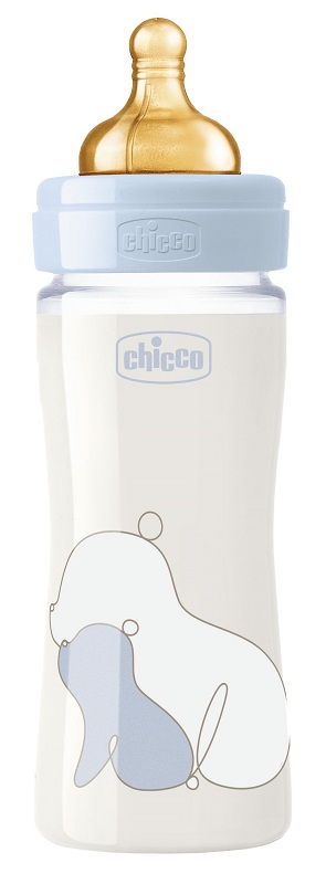 CHICCO BIBERON ORIGINAL 240ML VETRO 1 FORO 1 FORO BOY CON TETTARELLA IN CAUCCIU' - Farmafamily.it