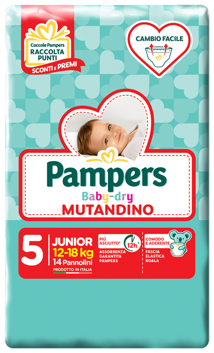 PANNOLINO A MUTANDINA PAMPERS BABY DRY JUNIOR SMALL PACK 14 PEZZI - Farmafamily.it