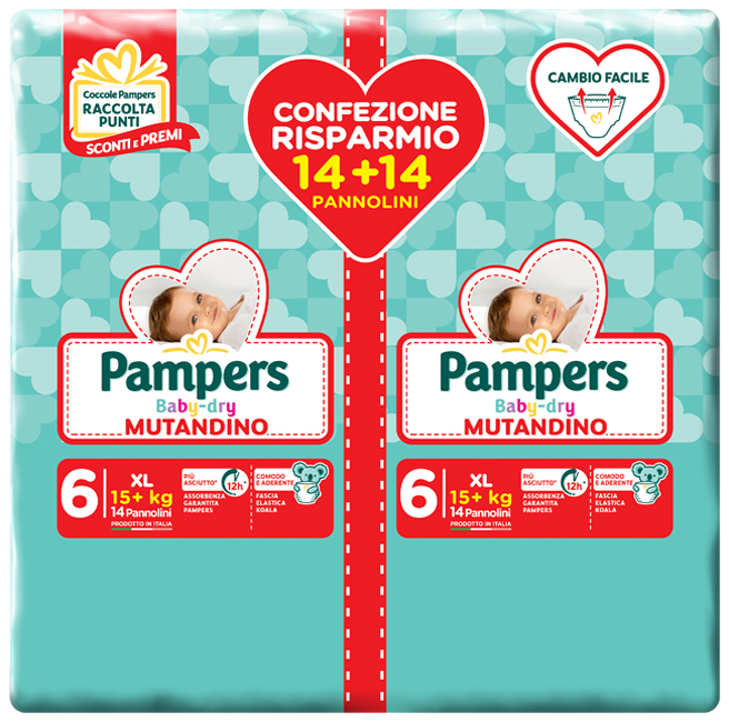 PAMPERS BABY DRY PANNOLINO A MUTANDINA DUO DOWNCOUNT XL 28 PEZZI - Farmafamily.it