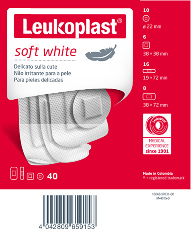 LEUKOPLAST SOFT WHITE 40 PEZZI ASSORTITI - Farmafamily.it