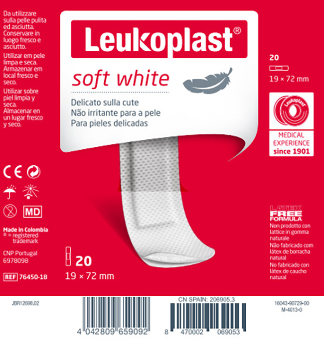 LEUKOPLAST SOFT WHITE 72 X 19 CM 20 PEZZI - Farmafamily.it