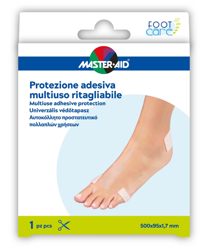 PROTEZIONE ADESIVA MULTIUSO MASTER-AID FOOTCARE RITAGLIABILE 50X9,5 CM A6 - Farmafamily.it