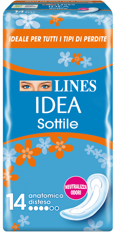 LINES IDEA ASSORBENTE SOTTILE DISTESO ANATOMICO 14 PEZZI - Farmafamily.it