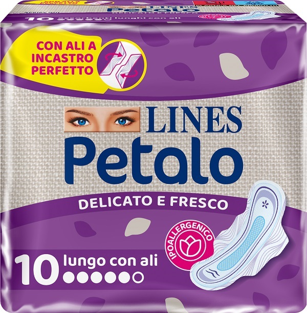LINES PETALO BLU ASSORBENTE LUNGO CON ALI 10 PEZZI - Farmafamily.it