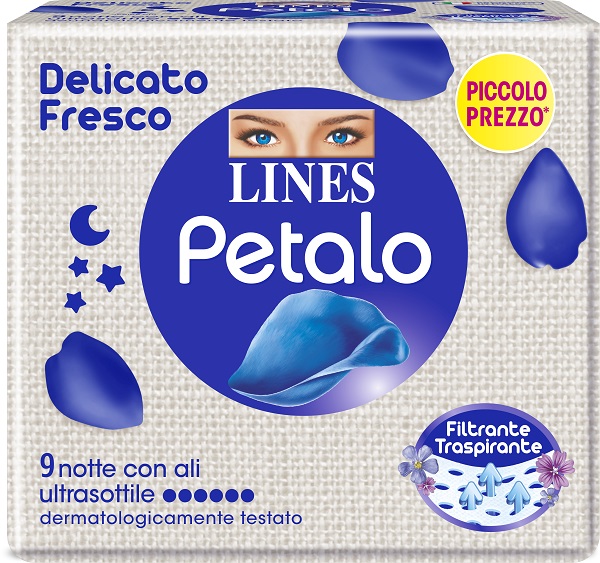 LINES PETALO BLU ASSORBENTE NOTTE 9 PEZZI - Farmafamily.it
