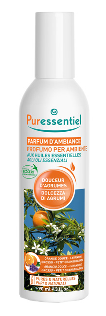 PURESSENTIEL PROFUMO AMBIENTE DOLCEZZA AGRUMI ECOCERT 90 ML - Farmafamily.it