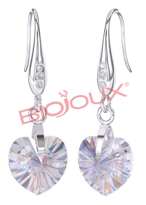 ORECCHINI POST FORATURA CRYSTAL HEART DANGLE BJT989 - Farmafamily.it