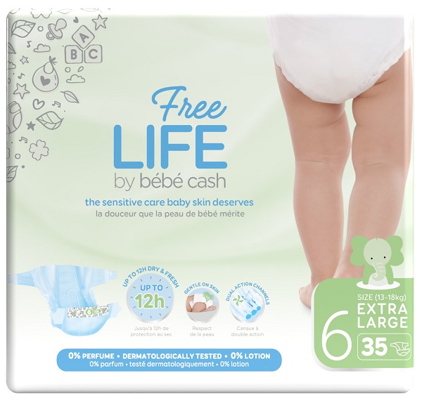 FREELIFE BY BEBECASH PANTS XL TAGLIA 6 17 KG+ GIROVITA FINO A 72 CM 18 PEZZI - Farmafamily.it
