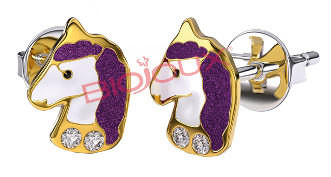 ORECCHINO STERILE BJT702 GP VIOLET UNICORN - Farmafamily.it