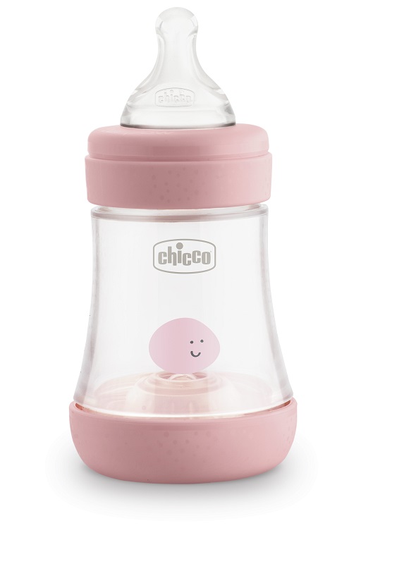 CHICCO BIBERON PERFECT 5 GIRL 150 ML IN SILICONE 1 FORO - Farmafamily.it