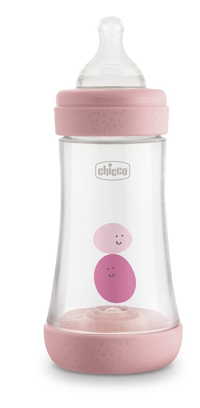 CHICCO BIBERON PERFECT 5 GIRL 240 ML IN SILICONE 2 FORI - Farmafamily.it