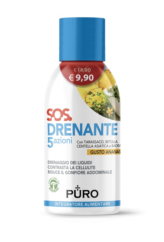 PURO DRENANTE 5 AZIONI CON BAOBAB GUSTO ANANAS 500 ML - Farmafamily.it