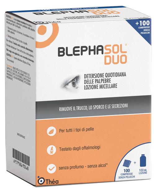 BLEPHASOL DUO SOLUZIONE MICELLARE IGIENE PALPEBRALE 100 ML + 100 GARZE - Farmafamily.it