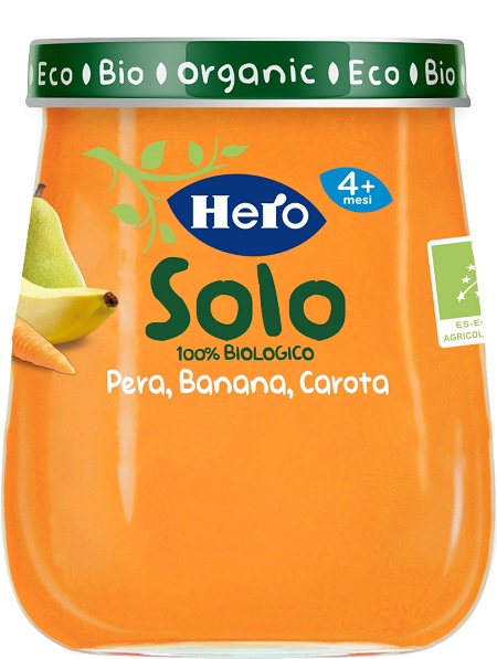 HERO BABY OMOGENEIZZATO PERA BANANA CAROTA 100% BIO 120 G - Farmafamily.it