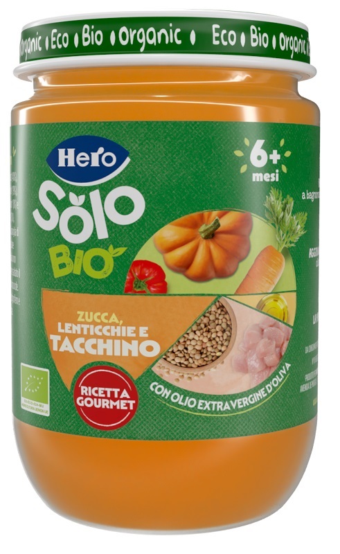 HERO SOLO OMOGENEIZZATO ZUCCHINE LENTICCHIE TACCHINO 100% BIO 190G - Farmafamily.it