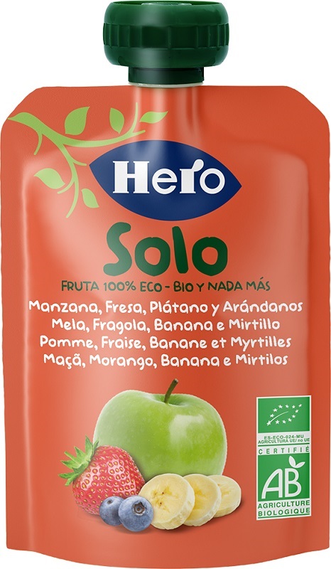 HERO SOLO FRUTTA FRULLATA 100% BIO MELA BANANA FRAGOLA 100 G - Farmafamily.it