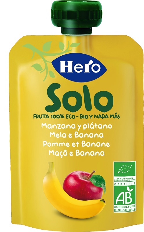 HERO SOLO FRUTTA FRULLATA 100% BIO MELA/BANANA 100 G - Farmafamily.it
