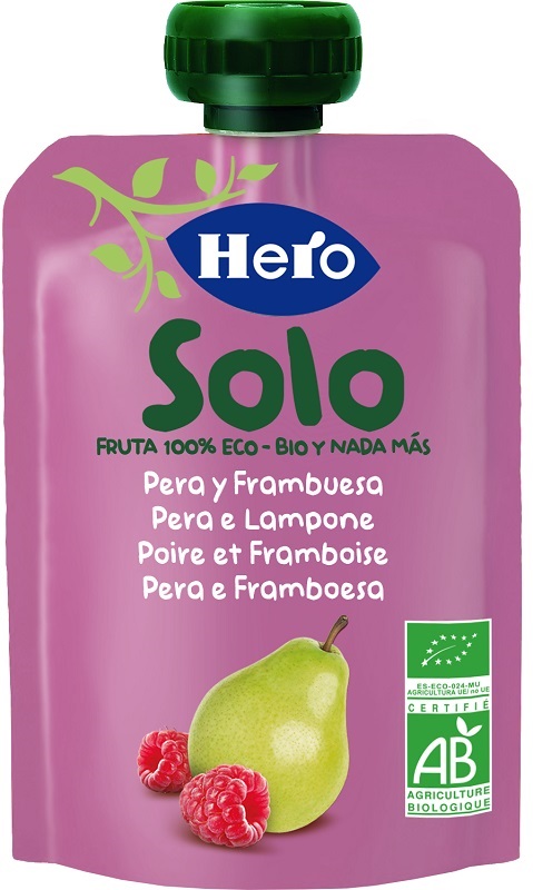 HERO SOLO FRUTTA FRULLATA 100% BIO PERA E LAMPONE 100 G - Farmafamily.it