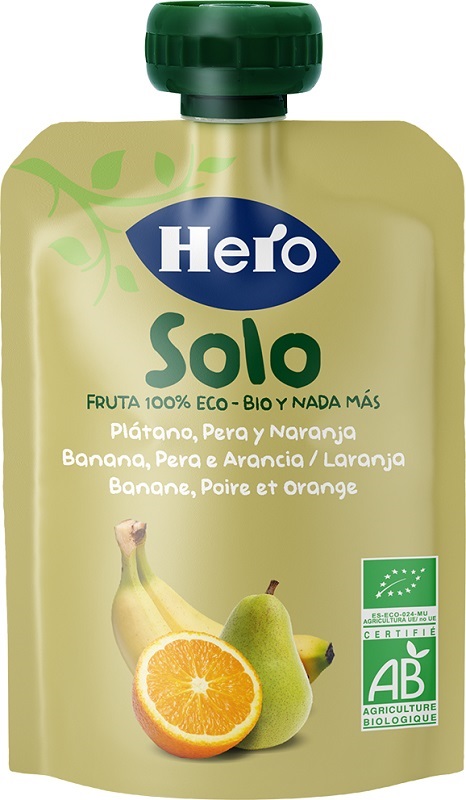 HERO SOLO FRUTTA FRULLATA 100% BIO BANANA PERA ARANCIA 100 G - Farmafamily.it
