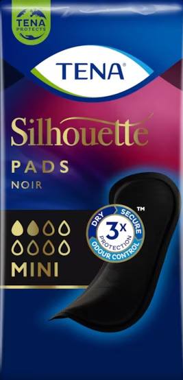ASSORBENTE NERO INCONTINENZA LEGGERA TENA SILHOUETTE NOIR MINI 18 PEZZI - Farmafamily.it