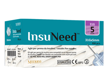 AGO PENNA SOMMINISTRAZIONE INSULINA INSUNEED GAUGE 31 5MM 100 PEZZI - Farmafamily.it