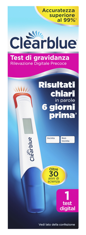 CLEARBLUE TEST GRAVIDANZA RILEVAZIONE PRECOCE DIGITALE 1 PEZZO - Farmafamily.it