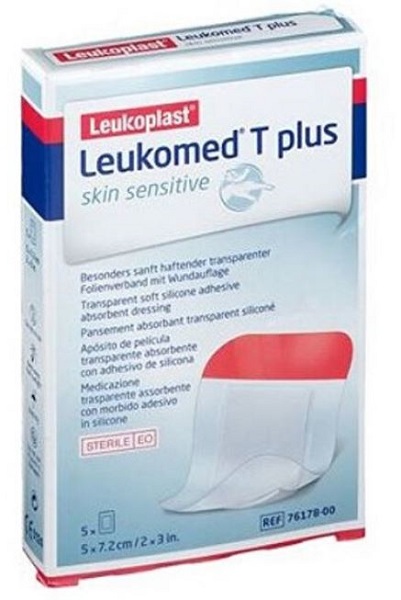 LEUKOMED T PLUS SKIN SENSITIVE MEDICAZIONE POST-OPERATORIA TRASPARENTE IMPERMEABILE CON MASSA ADESIVA AL SILICONE 5X7,2CM 5 PEZZI - Farmafamily.it