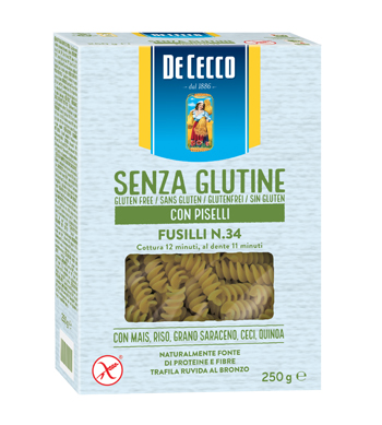 DE CECCO FUSILLI N34 CON PISELLI 250 G - Farmafamily.it