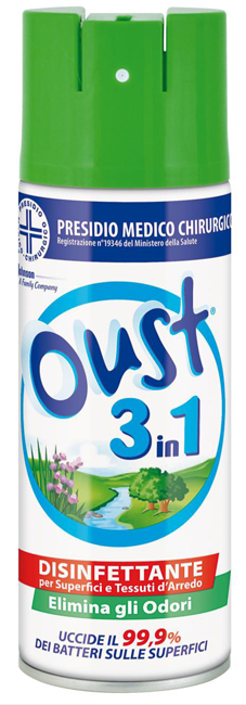 OUST 3 IN 1 DISINFETTANTE PER SUPERFICI E TESSUTI D'ARREDO 400 ML - Farmafamily.it